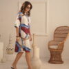 Vestido camisero estampado manga 3/4 - Tres Angeles mayorista