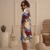Vestido camisero estampado manga 3/4 - Tres Angeles mayorista