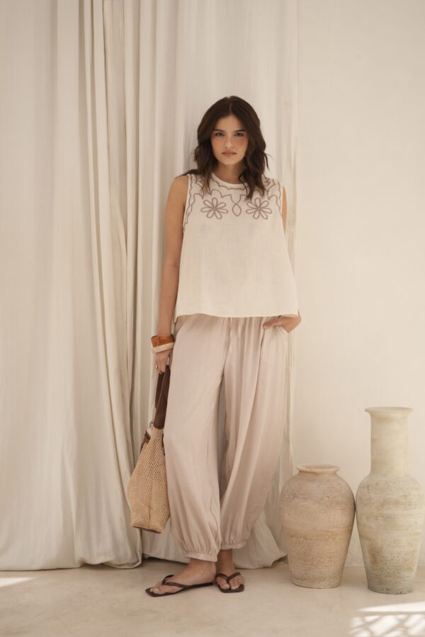 Musculosa evase con bordado flores - Tres Angeles mayorista