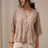 Camisa combi bordada de bambula c/ cuello mao - Tres Angeles mayorista