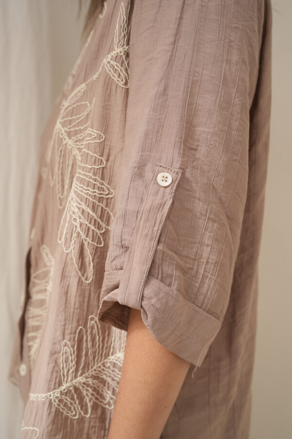 Camisa combi bordada de bambula c/ cuello mao - Tres Angeles mayorista