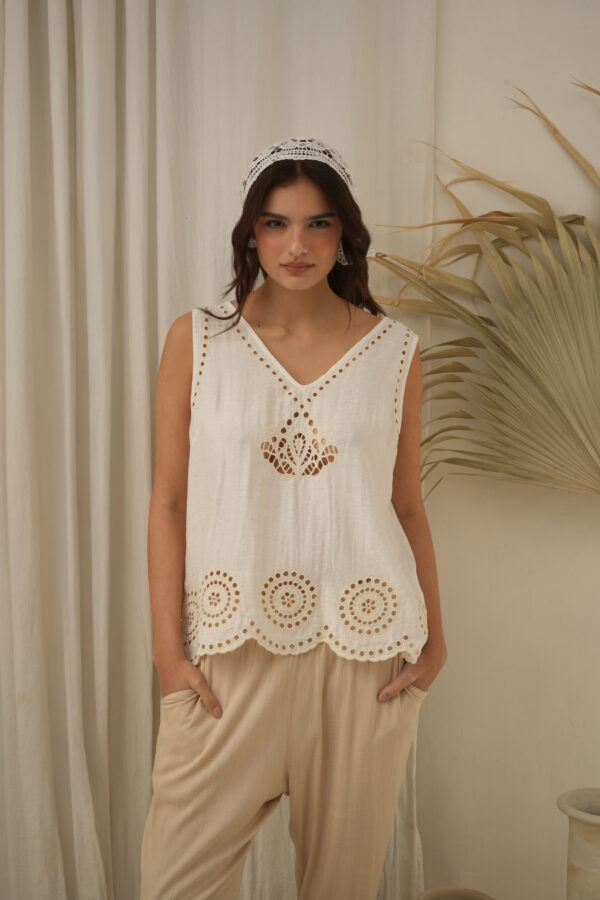 Musculosa evase con diseño bordado - Tres Angeles mayorista