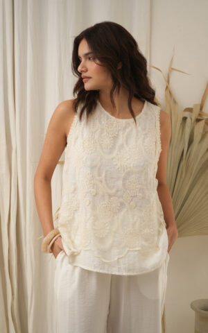 Musculosa broderie lentejuelas