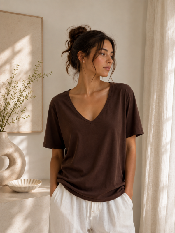Remera escote V algodón uniqlo - Tres Angeles mayorista
