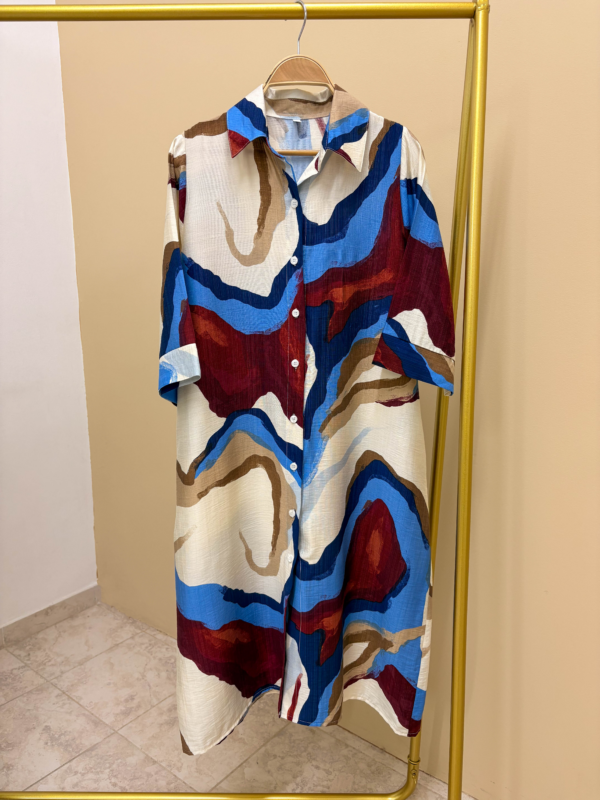 Vestido camisero estampado manga 3/4 - Tres Angeles mayorista