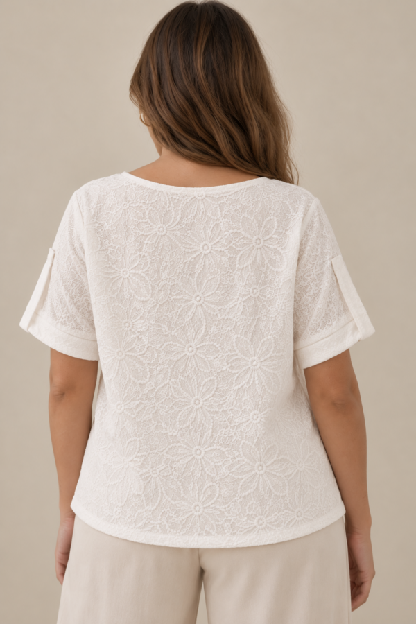 Remera broderie de punto con tira manga - Tres Angeles mayorista
