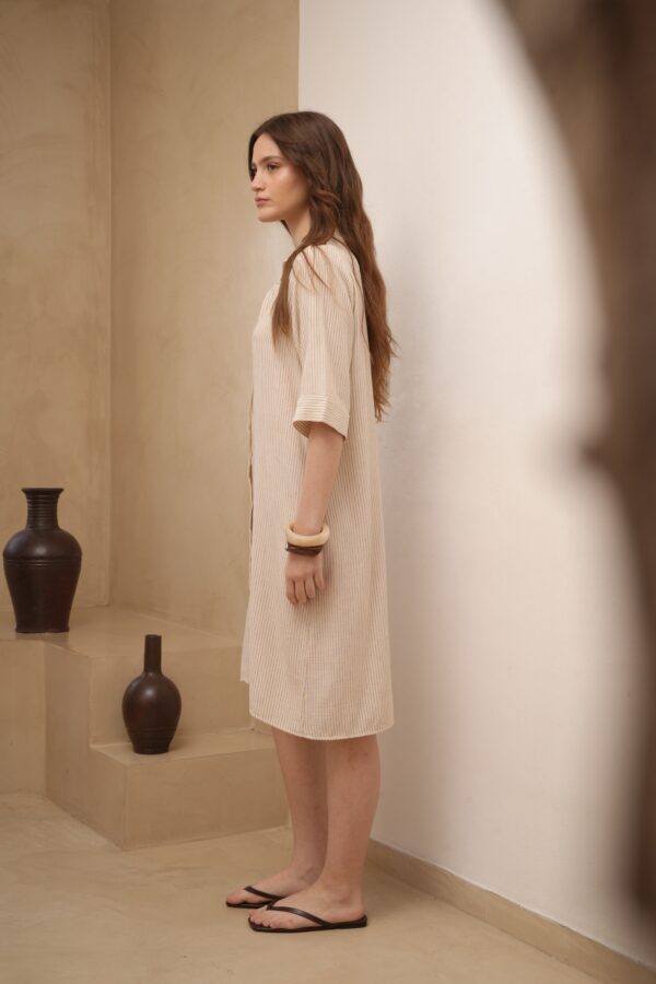 Vestido camisero lino rayado - Tres Angeles mayorista
