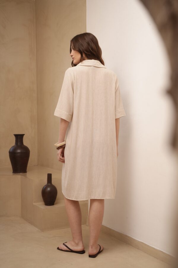 Vestido camisero lino rayado - Tres Angeles mayorista
