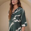 Vestido camisero estampado con tajos costados - Tres Angeles mayorista