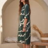Vestido camisero estampado con tajos costados - Tres Angeles mayorista