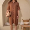 Vestido camisero derby liso con canesu espalda - Tres Angeles mayorista