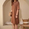 Vestido camisero derby liso con canesu espalda - Tres Angeles mayorista