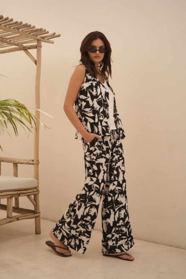 Pantalón palazzo con pinza bambula estampada - Tres Angeles mayorista