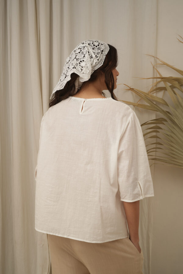 Blusa manga 3/4 con puntilla delantero - Tres Angeles mayorista